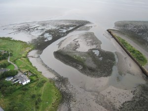 Port Carlisle; the canal's end is on the left, where a creek bisects the mud