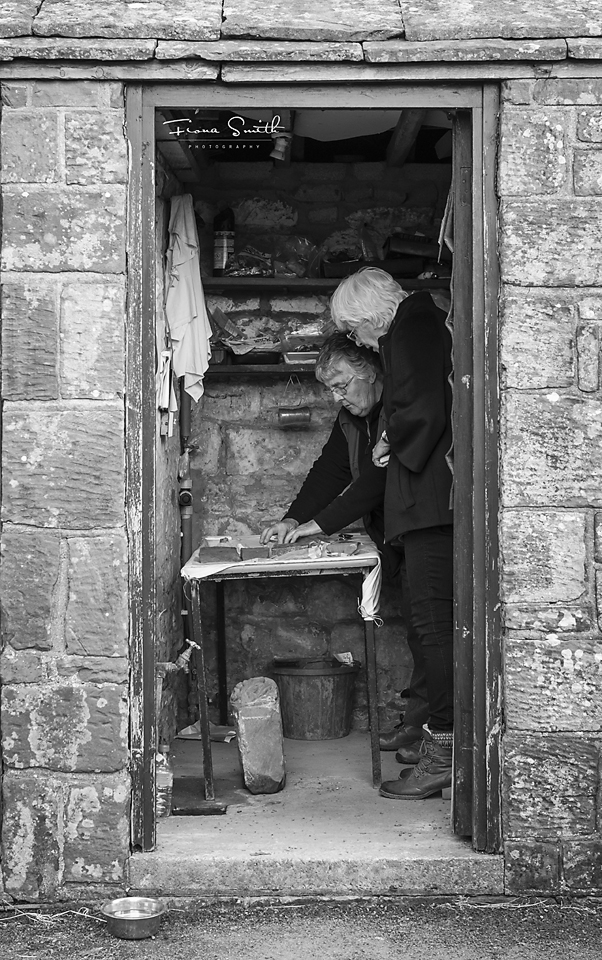 Pat Bull showing me the 'finds'. Photo copyright Fiona Smith Photography, & Solway Wetlands Partnership
