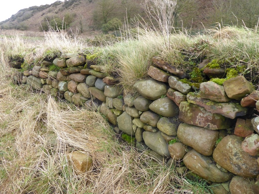 Sea-cobbles and sandstone wall of the kinch